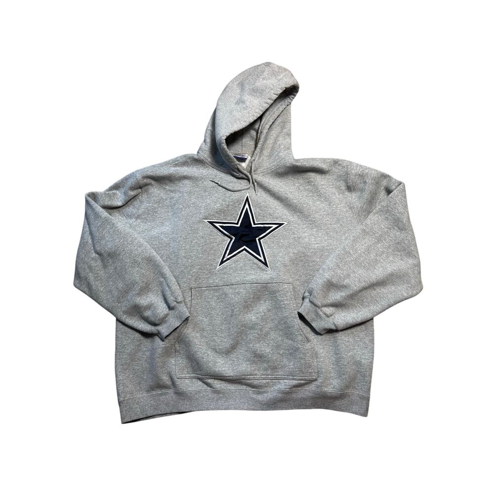 Vintage Reebok Dallas Cowboys Hoodie Mens XL Gray Big Star Pullover Sweatshirt